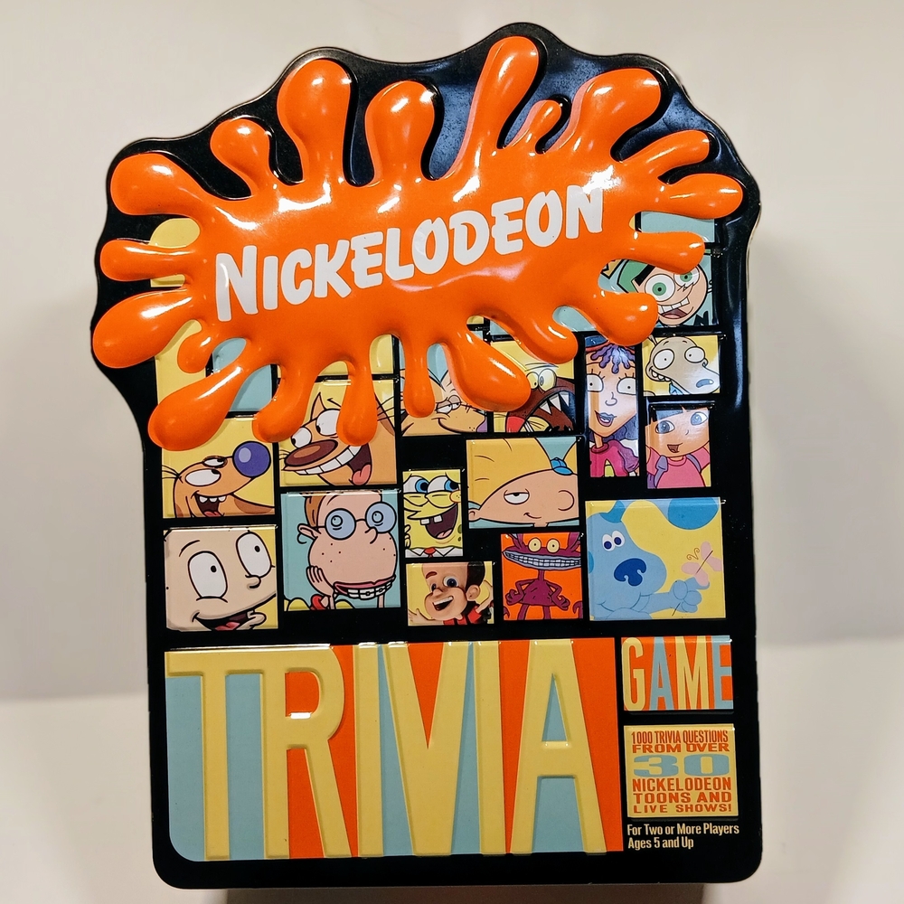 Nickelodeon Trivia Board Game In Collectible Tin Box 2002 Sponge Bob Rugrats